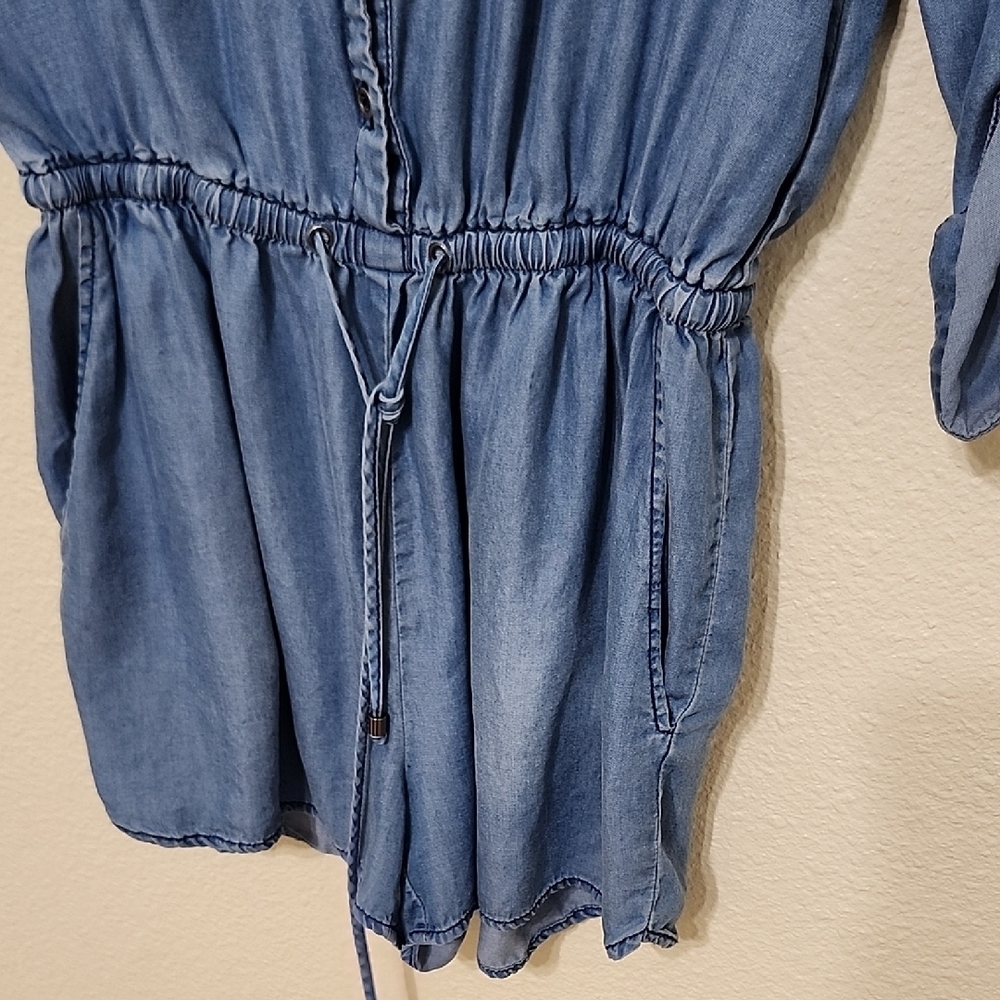 Haute Monde Blue Cuffed Sleeve Tunic Jumpsuit - Picture 6 of 10